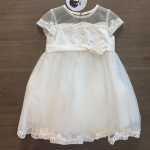 New Sarah Louise Baby Girl Ivory Satin & Lace Dress Formal